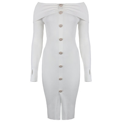 JAIMY Loretta off shoulder knitwear dress white