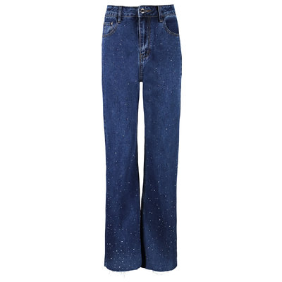 JAIMY Jade diamond detail wide leg jeans dark blue