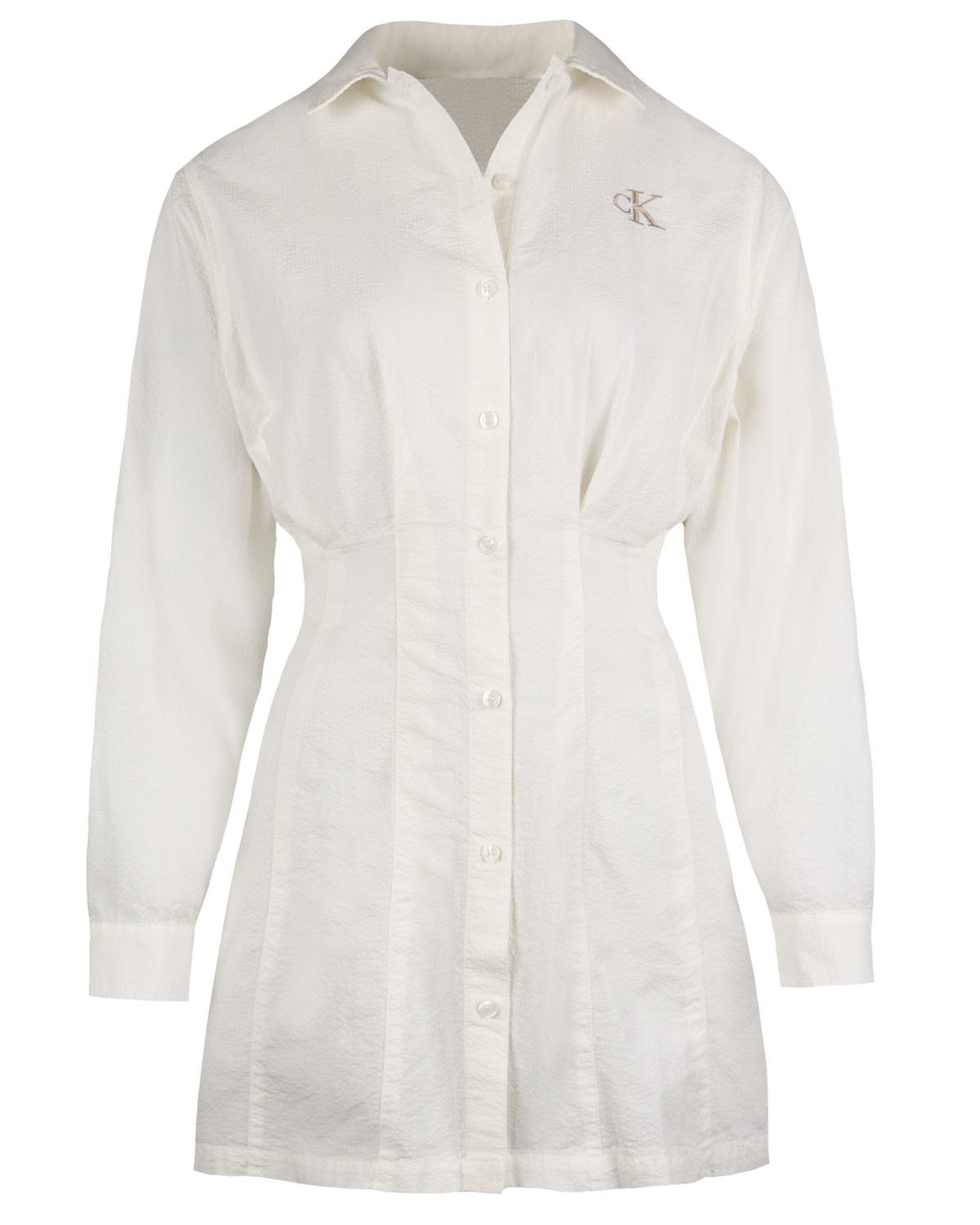 CALVIN KLEIN Long sleeve seersucker dress ancient white CALVIN KLEIN Long sleeve seersucker dress ancient white