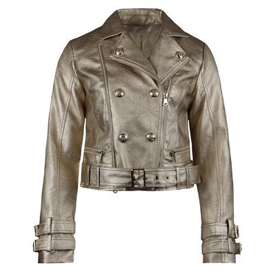 JAIMY Main gold button biker jacket gold