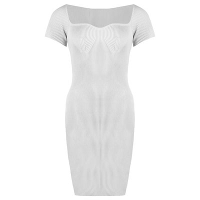 JAIMY Poppy short sleeve knitwear dress white