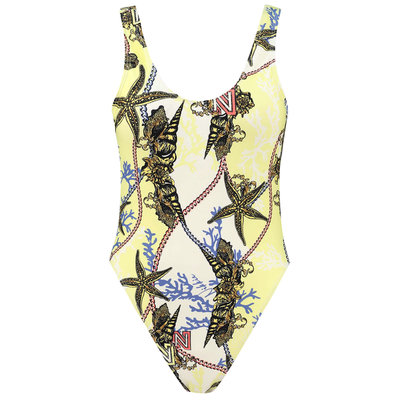 NIKKIE Printed swimsuit lime yellow/coral