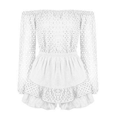 JAIMY Rayna crochet detail set white