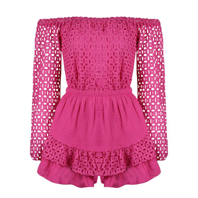 JAIMY Rayna crochet detail set pink