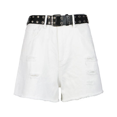 JAIMY Belted denim shorts white