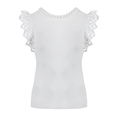 JAIMY Elisa crochet detail top white