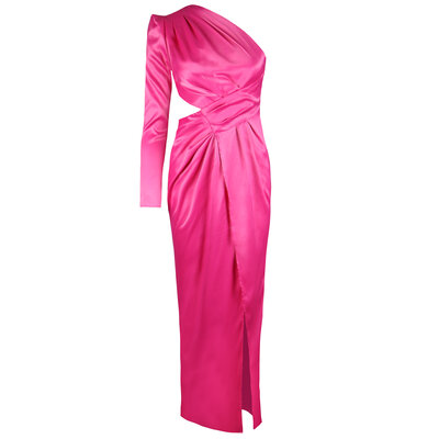 JAIMY Isabela satin maxi dress fuchsia