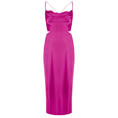 JAIMY Aylin open back satin dress magenta