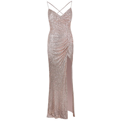 JAIMY Open back maxi sequin dress rose