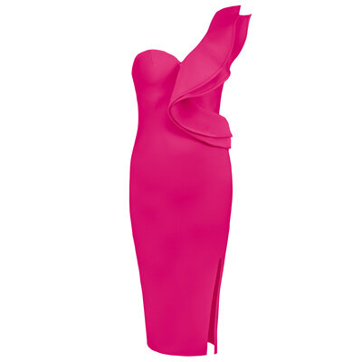 JAIMY Ruffle detail bandage dress fuchsia