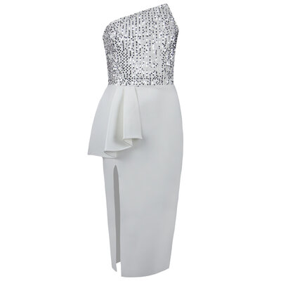 JAIMY Sequin top bandage dress white