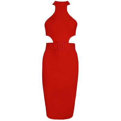 JAIMY Cut out detail bandage dress red