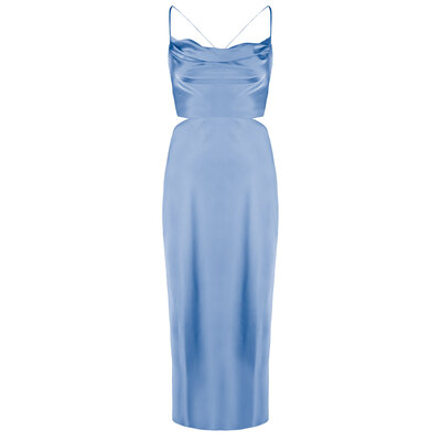 JAIMY Aylin open back satin dress blue