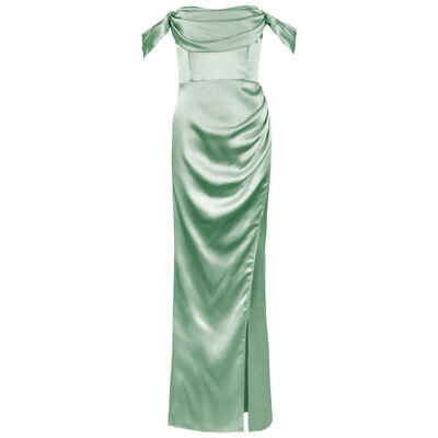 JAIMY Dulce satin maxi dress light green