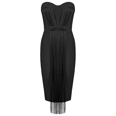 JAIMY Fringe detail bandage dress black