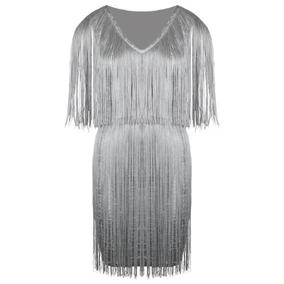 JAIMY Fringe bandage dress silver