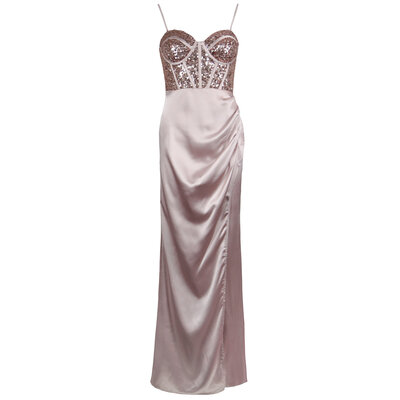 JAIMY Annika sequin detail satin dress