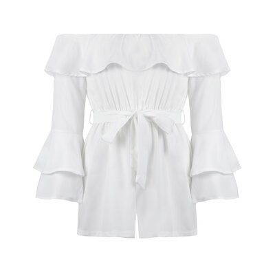 JAIMY Fallon ruffle playsuit white