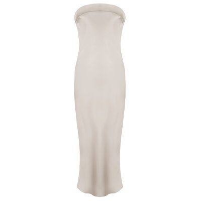 JAIMY Strapless low back satin dress beige