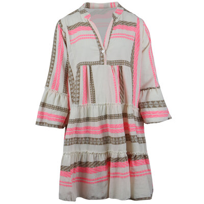 JAIMY Linnen aztec dress brown/pink
