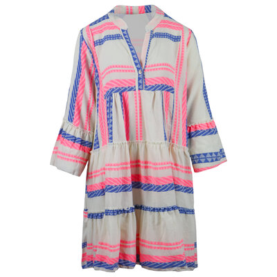 JAIMY Linnen aztec dress blue/pink