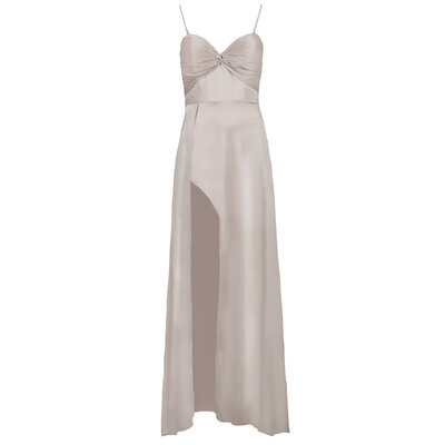 JAIMY Olive satin maxi dress beige