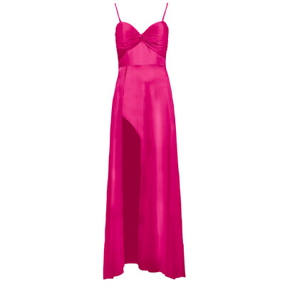 JAIMY Olive satin maxi dress fuchsia