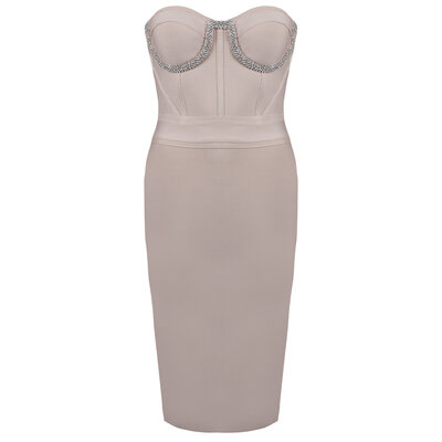 JAIMY Michelle diamond detail bandage dress beige