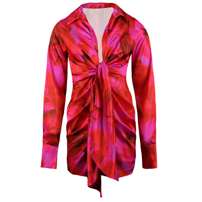 JAIMY Mercy printed satin dress red