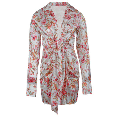 JAIMY Mercy printed satin dress white