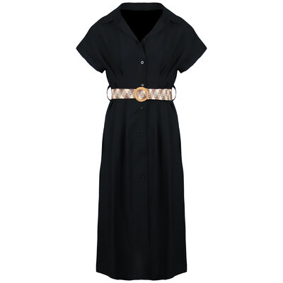 JAIMY Livia linnen belted dress black