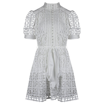 JAIMY Aleah short sleeve crochet dress white