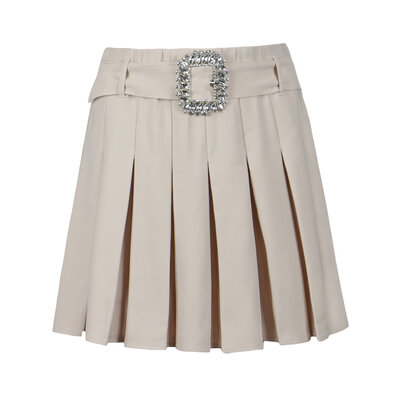 JAIMY Diamond buckle plisse skirt beige