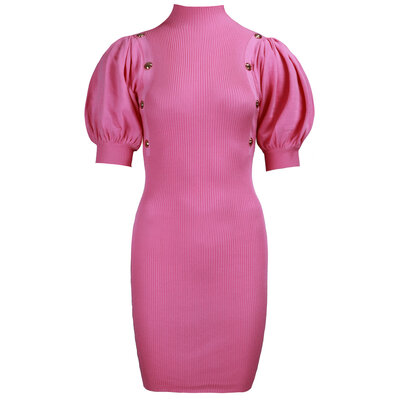 JAIMY Cataleya gold button dress pink