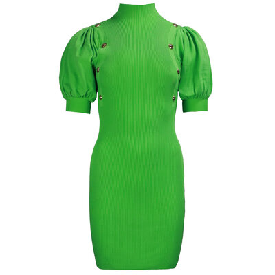 JAIMY Cataleya gold button dress green