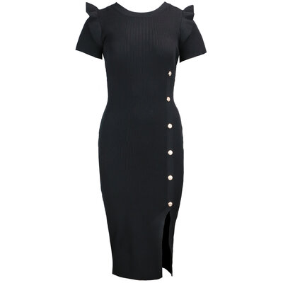 JAIMY Leighton gold button dress black