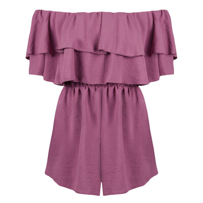 JAIMY Ruffle off shoulder playsuit mauve