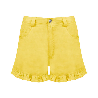 JAIMY Ruffle denim short yellow