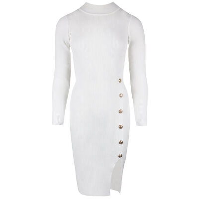 JAIMY Blaire gold button dress white