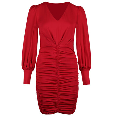 JAIMY Julissa ruched travel dress red
