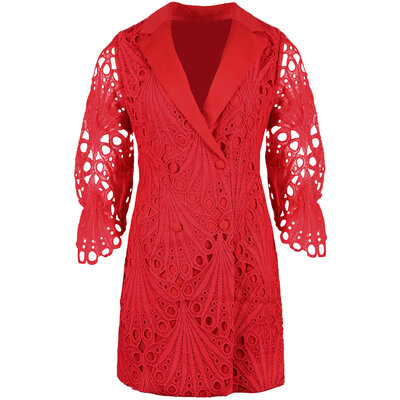 JAIMY Crochet blazer dress red