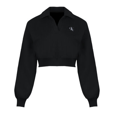 CALVIN KLEIN Label polo collar sweater Ck black