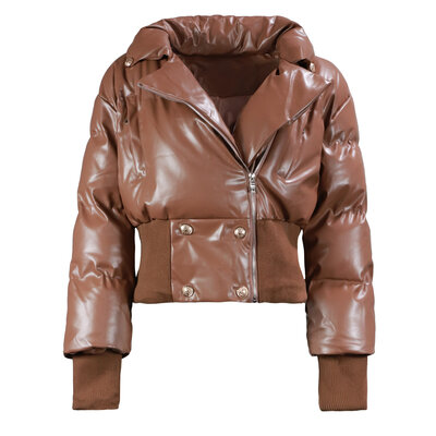 JAIMY Main luxe short leather bomber camel
