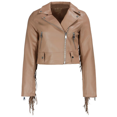 JAIMY Fringe leather jacket camel