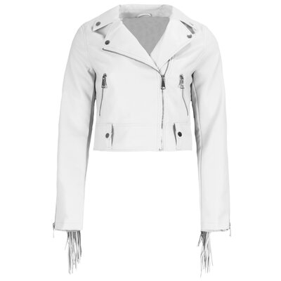 JAIMY Fringe leather jacket white
