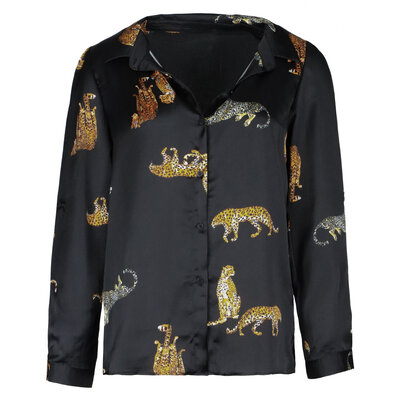 JAIMY Satin leopard detail blouse