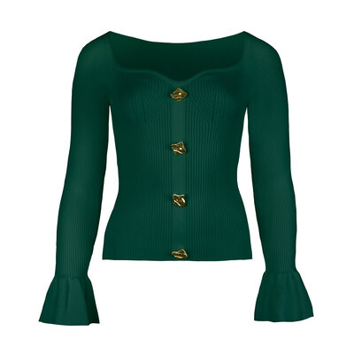 JAIMY Alena ribbed top emerald