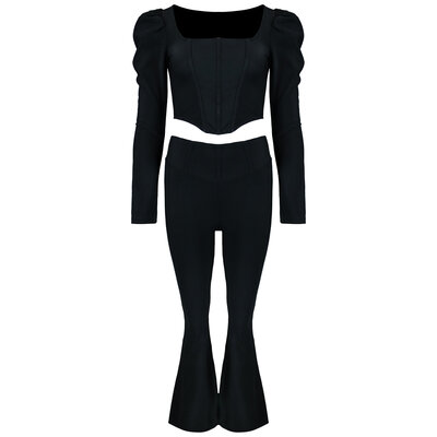 JAIMY Puff sleeve flared set