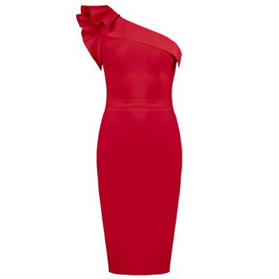 JAIMY Ellis one shoulder bandage dress red
