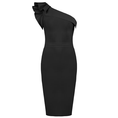 JAIMY Ellis one shoulder bandage dress black